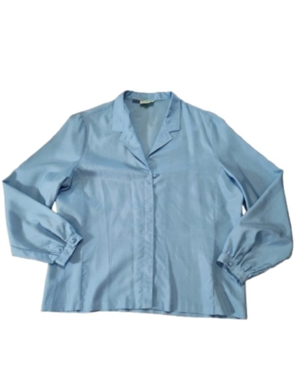 Vintage SILKHANA Lady Manhattan Plus Size 16 Light Blue Button-Front Blouse Top